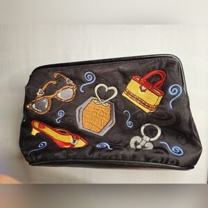 Brighton - Black w/ Embroidered Design Cosmetic Bag